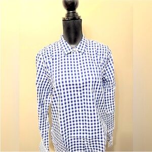 UNTUCKit Navy and White Gingham Button Down Shirt